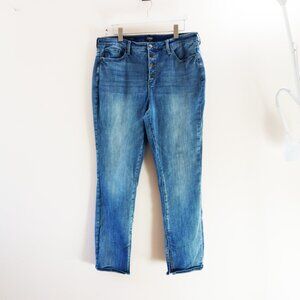 NYDJ Alina Legging Lift Tuck Button Fly Jeans Split Hem Size 14